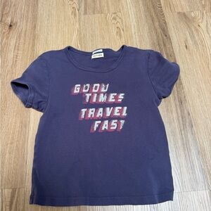 MOTHER Navy Short-Sleeve Tee with Pink & White 'Good Times Travel Fast' Graphic